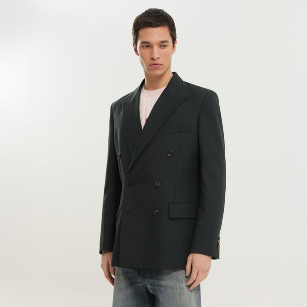 1989 STUDIO Dark Green Double-breasted Blazer
