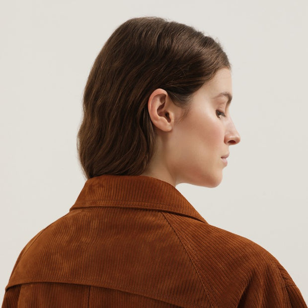 1989 STUDIO Brown Corduroy Leather Mackintosh Coat