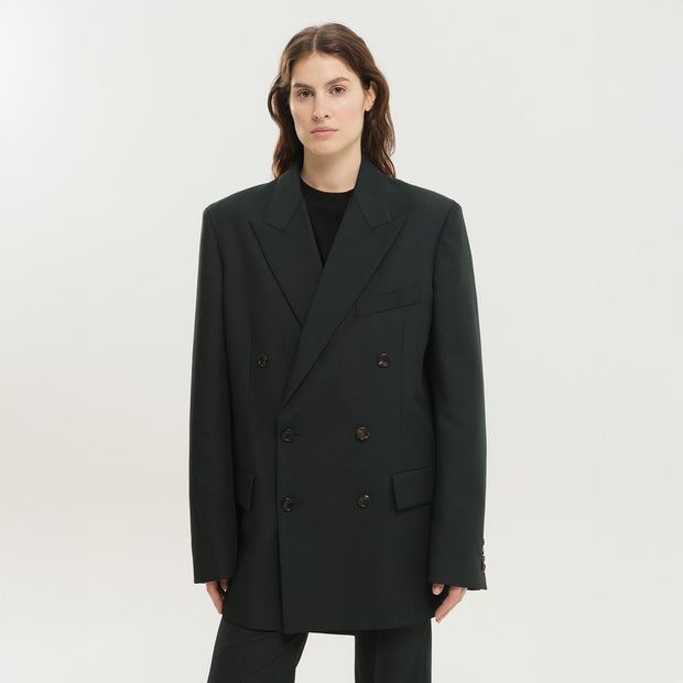 1989 STUDIO Dark Green Double-breasted Blazer