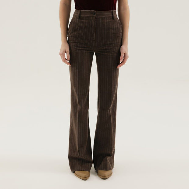 1989 STUDIO Brown Striped Flared Pants