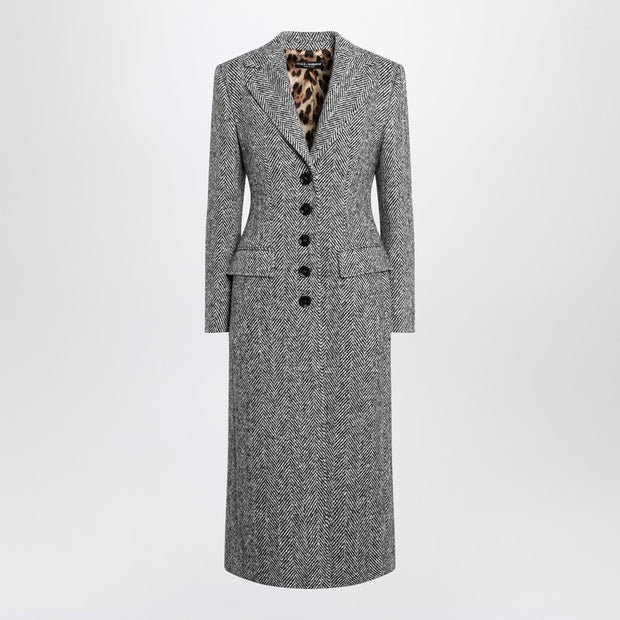Dolce & Gabbana Single-breasted Wool Chevron Coat
