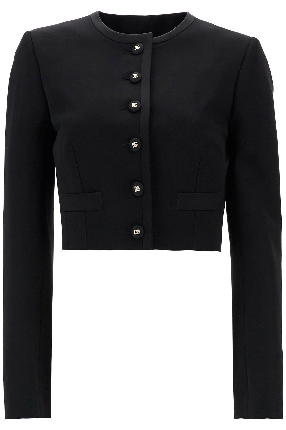 Dolce & Gabbana Black Wool Blazer With Logo Buttons