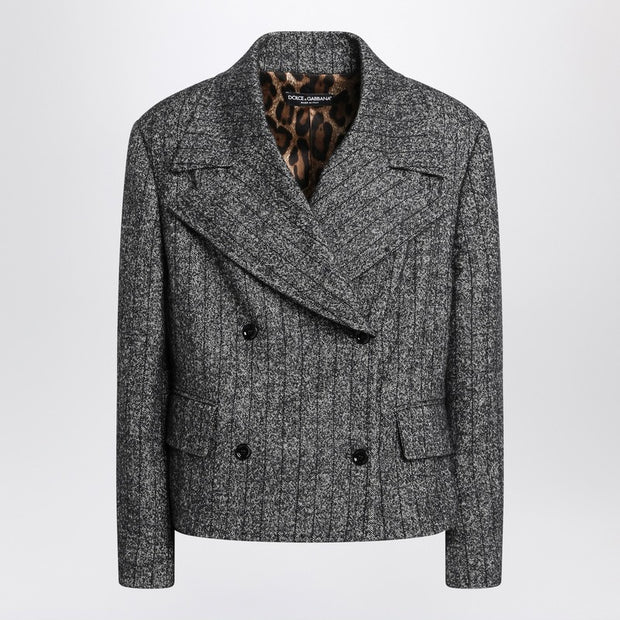 Dolce & Gabbana Dark Grey Short Oversized Striped Jacket
