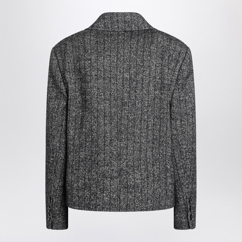 Dolce & Gabbana Dark Grey Short Oversized Striped Jacket