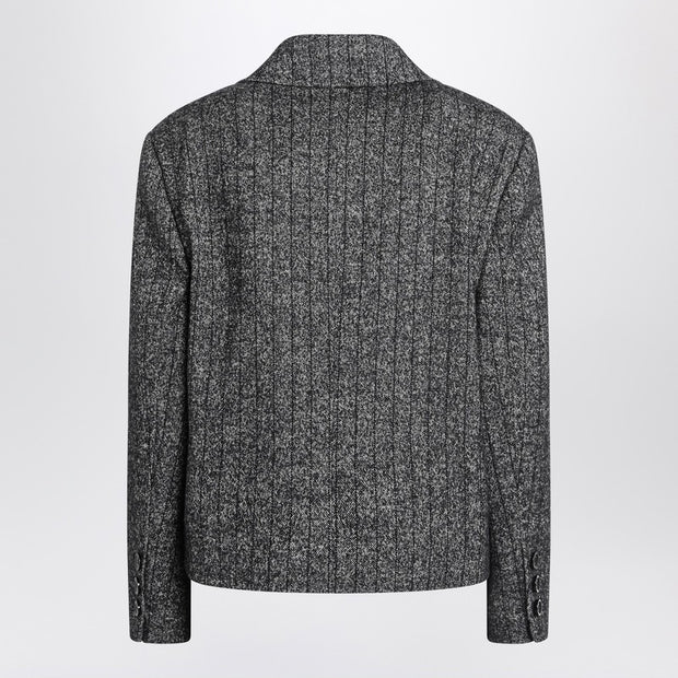 Dolce & Gabbana Dark Grey Short Oversized Striped Jacket