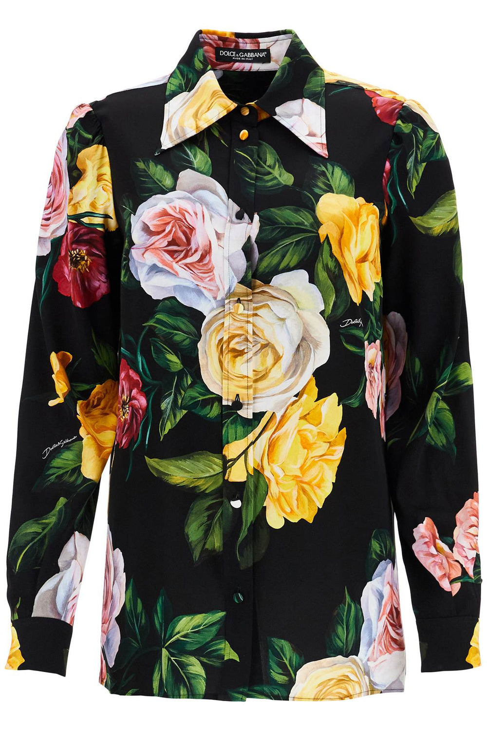 Dolce & Gabbana Black Floral Silk Shirt