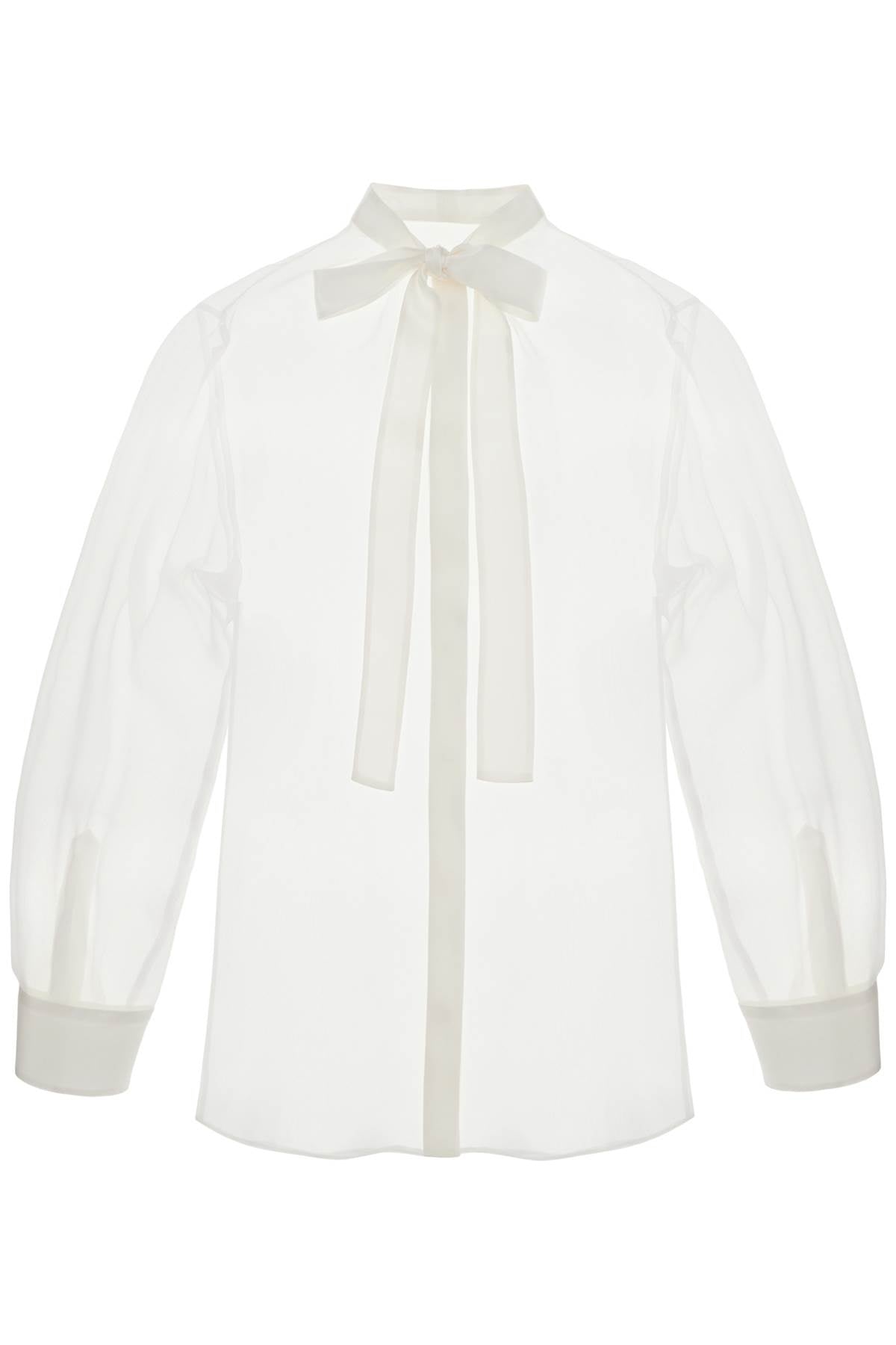 Dolce & Gabbana Optical White Silk Shirt With Mandarin Collar