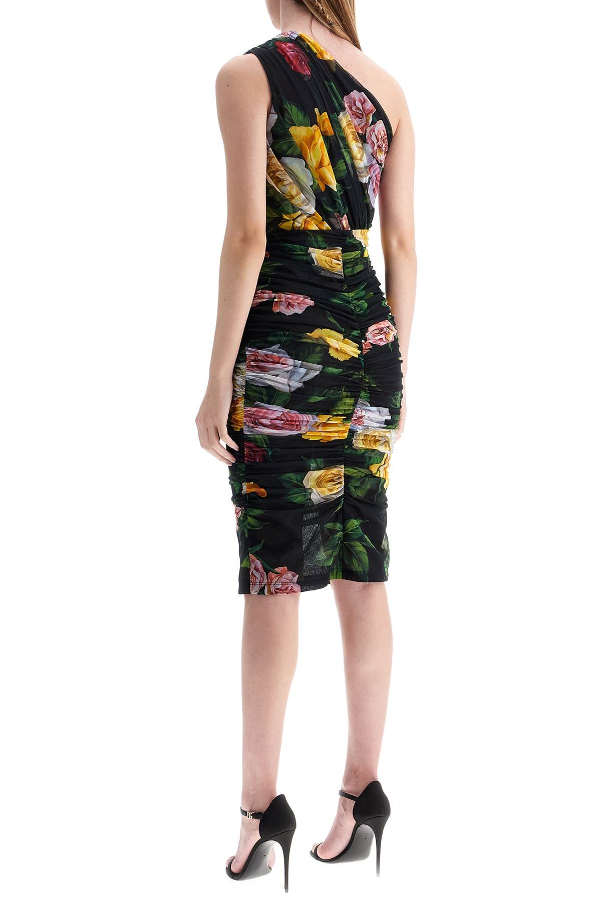 Dolce & Gabbana Elegant Black Floral Midi Dress In Polyamide