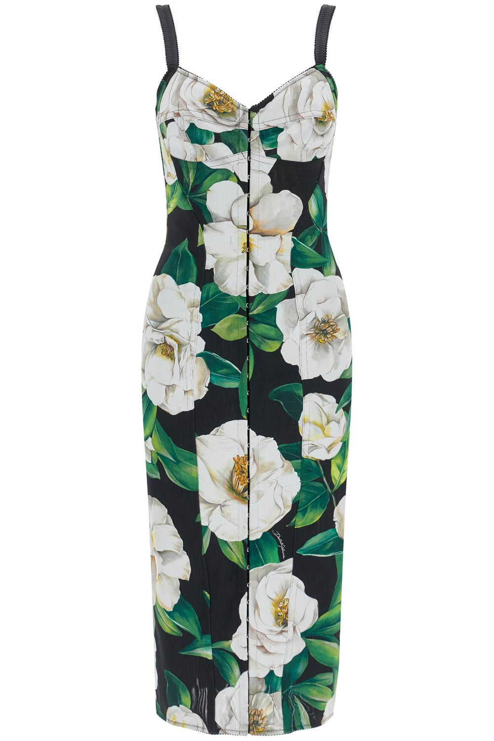 Dolce & Gabbana Black Floral Midi Dress