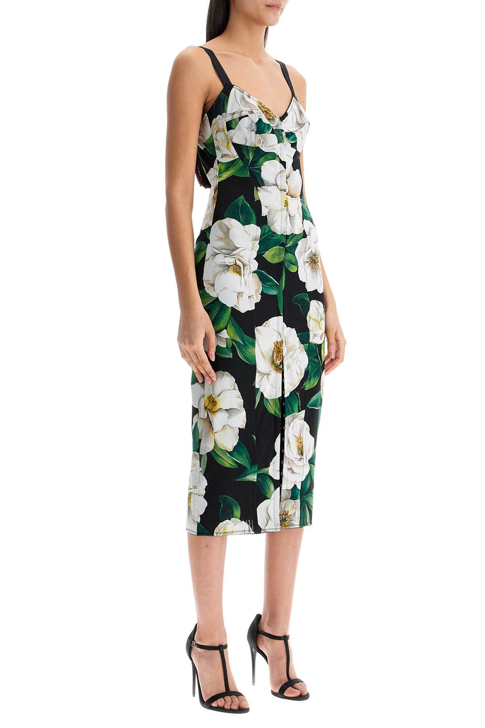 Dolce & Gabbana Black Floral Midi Dress