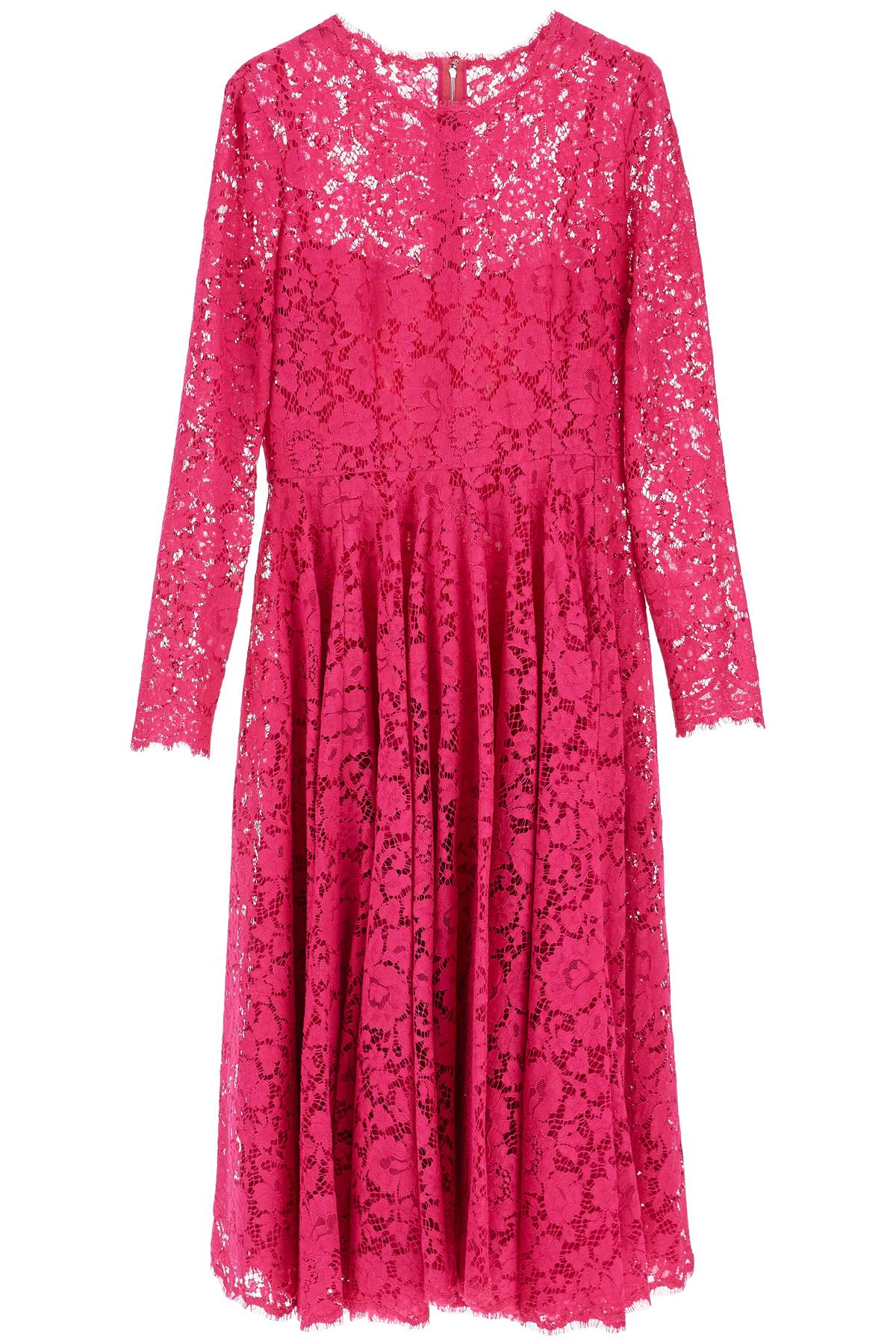 Dolce & Gabbana Shocking Pink Floral Lace Midi Dress