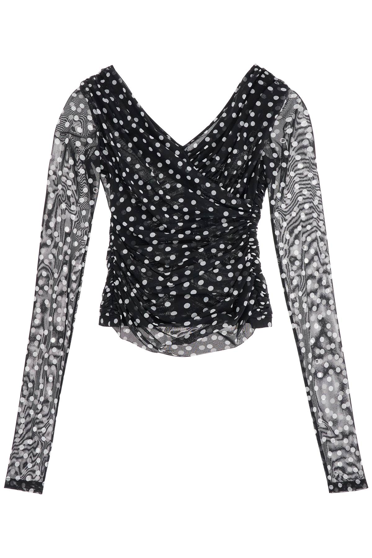 Dolce & Gabbana Stretch Tulle Polka Dot Top