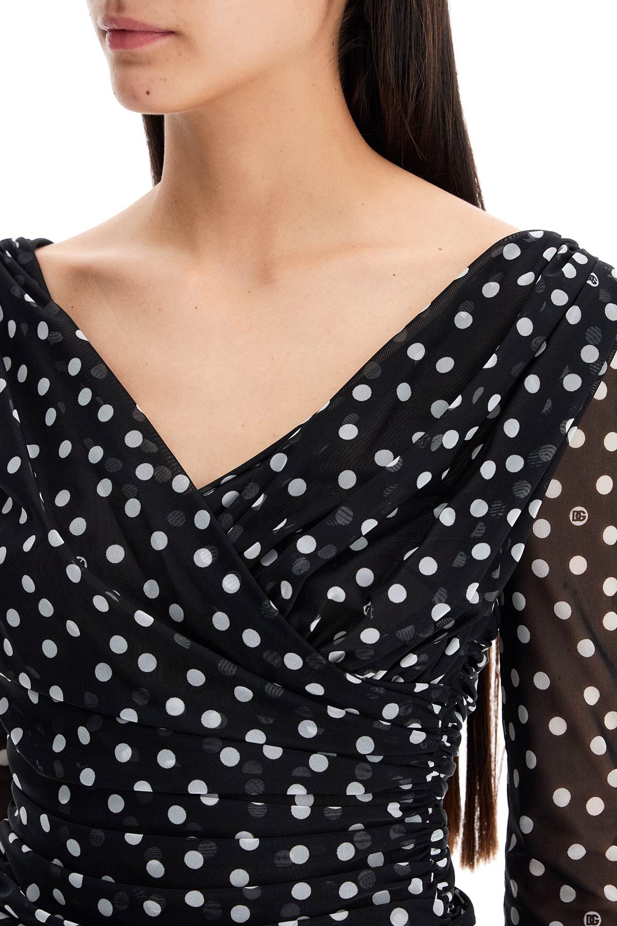 Dolce & Gabbana Stretch Tulle Polka Dot Top