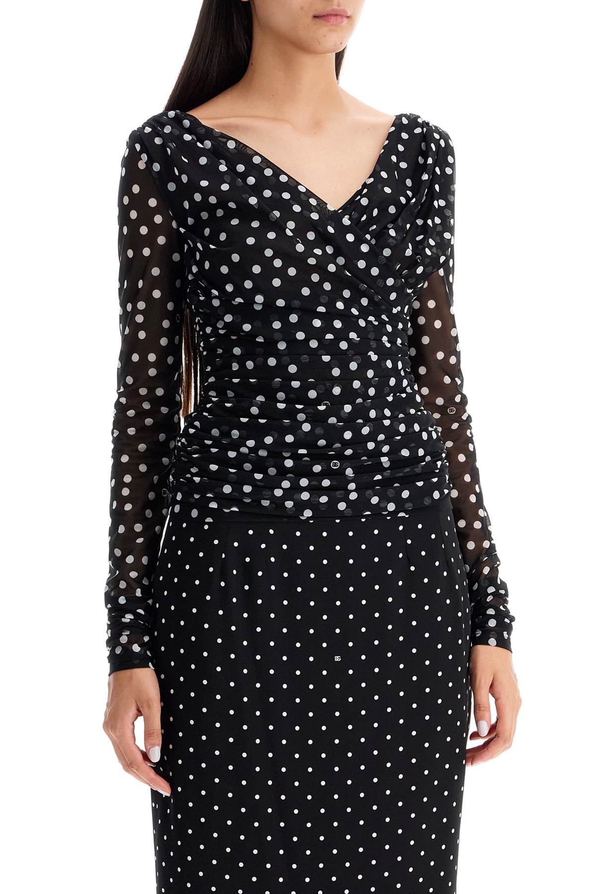 Dolce & Gabbana Stretch Tulle Polka Dot Top