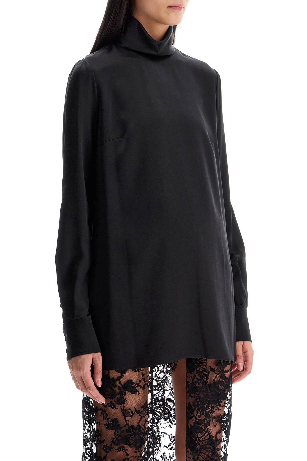 Dolce & Gabbana Silk Satin High Neck Blouse