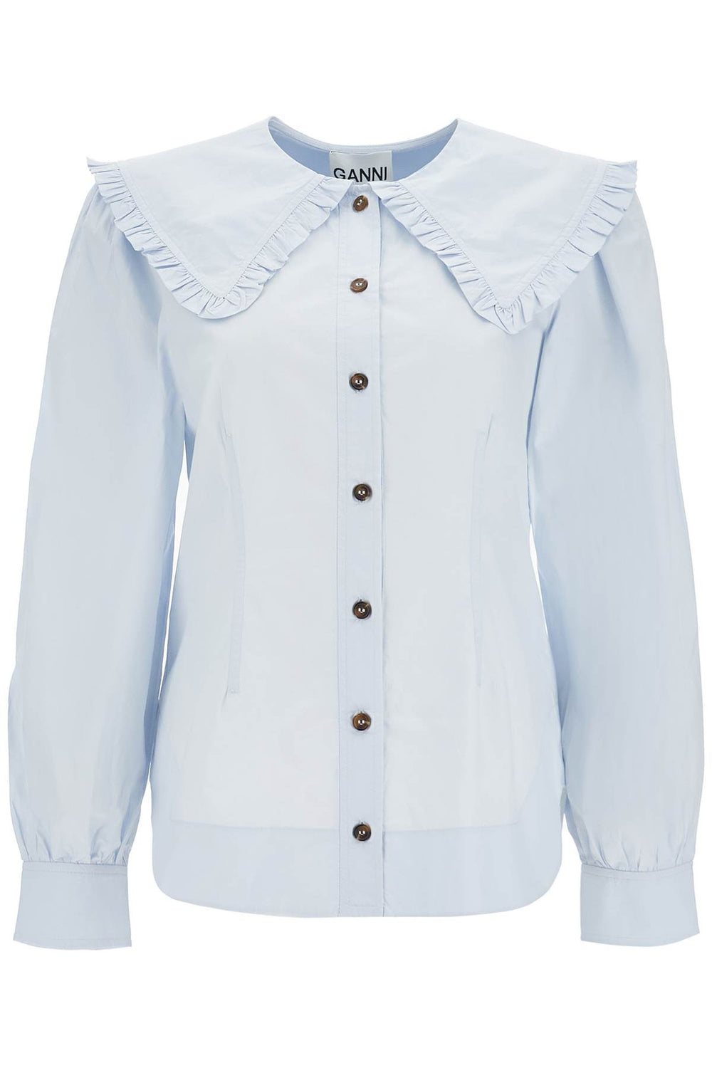 Ganni Poplin Shirt With Oversized Collar