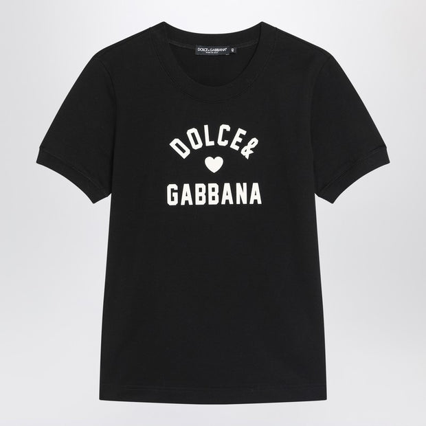 Dolce & Gabbana Black Cotton Logo T-shirt