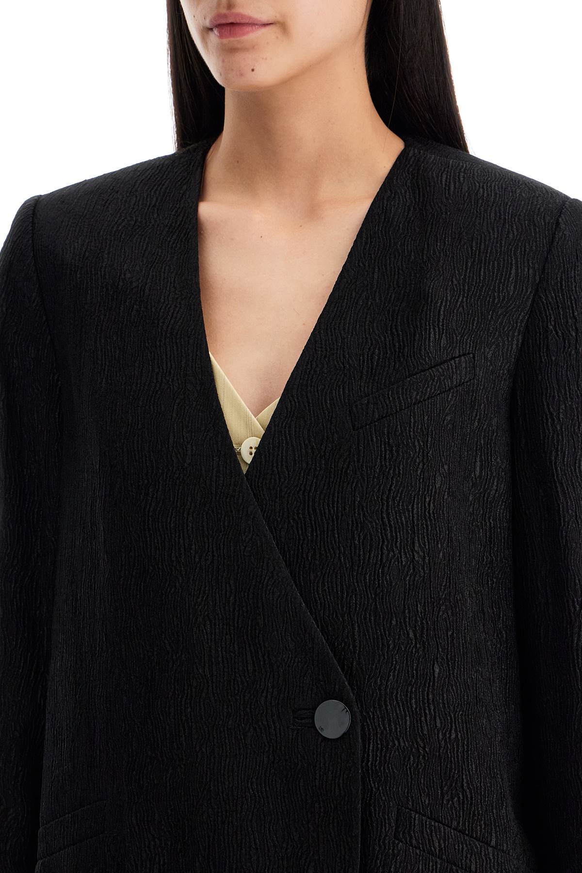 Ganni Boxy Crepe Stretch Blazer