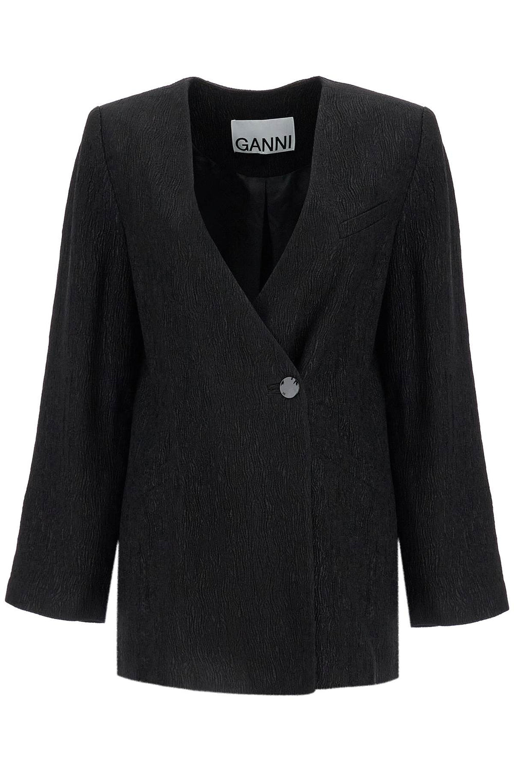 Ganni Boxy Crepe Stretch Blazer