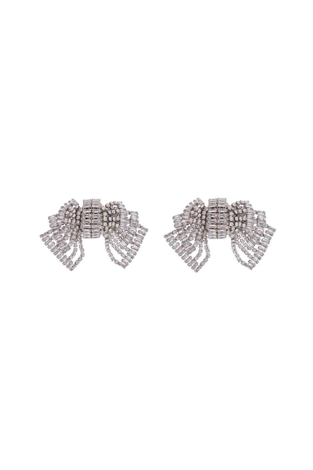 Alessandra Rich Bow Crystal Silver Hypoallergenic Earrings