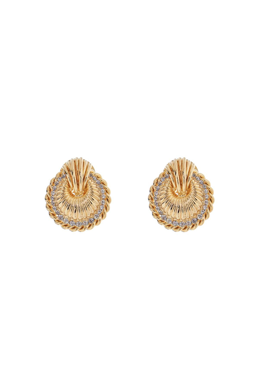 Alessandra Rich Gold Shell Earrings With Crystals