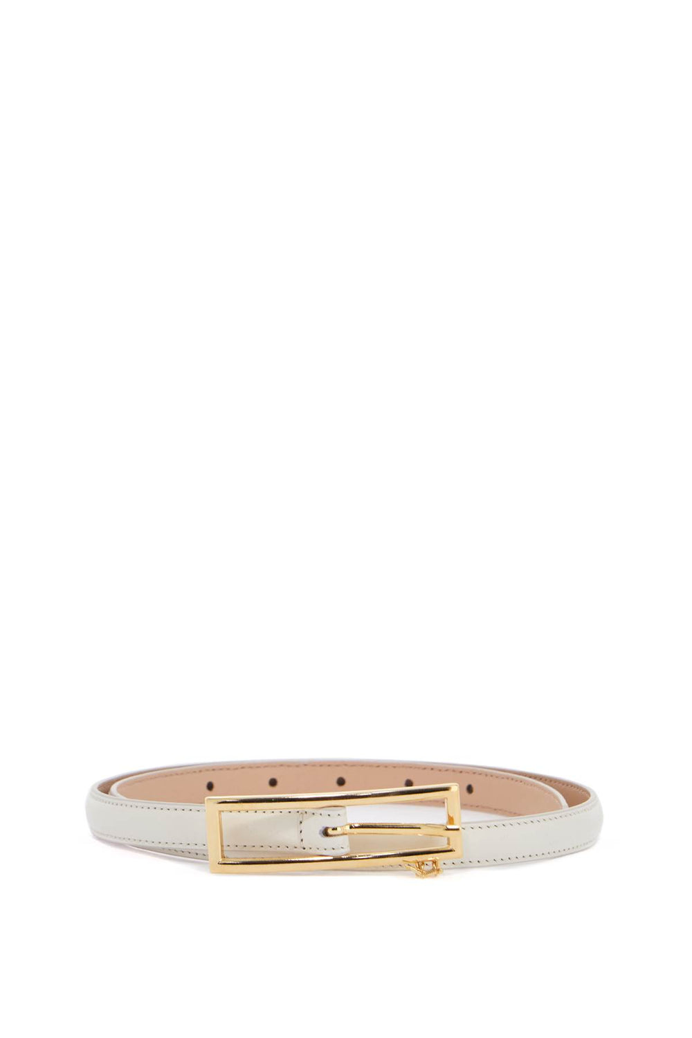 Alessandra Rich Slim White Leather Belt With Logo Charm 1.5cm