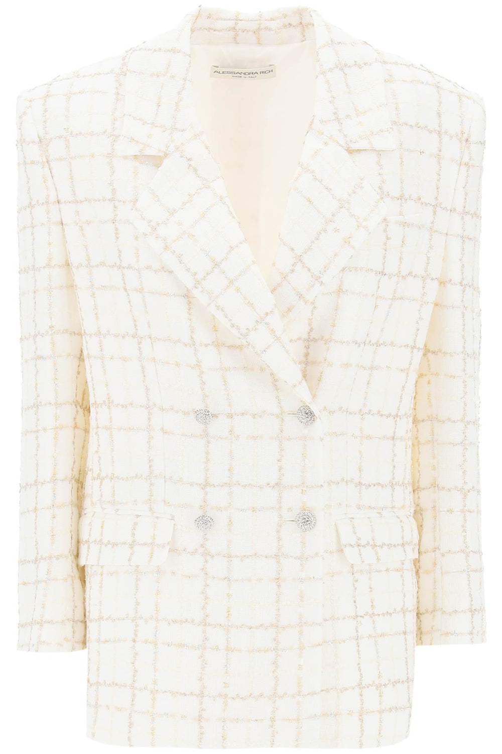 Alessandra Rich Oversized Tweed Jacket With Plaid Pattern