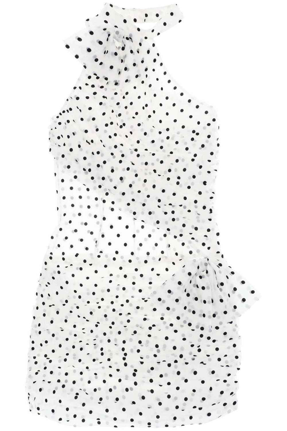 Alessandra Rich One-shoulder Mini Dress In Polka