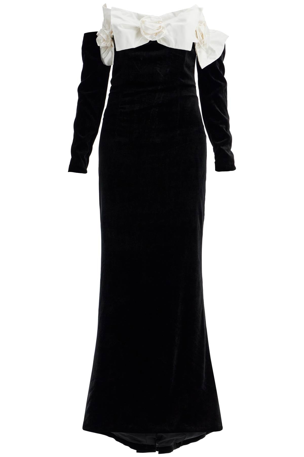 Alessandra Rich Maxi Velvet Dress With Duchesse Bows