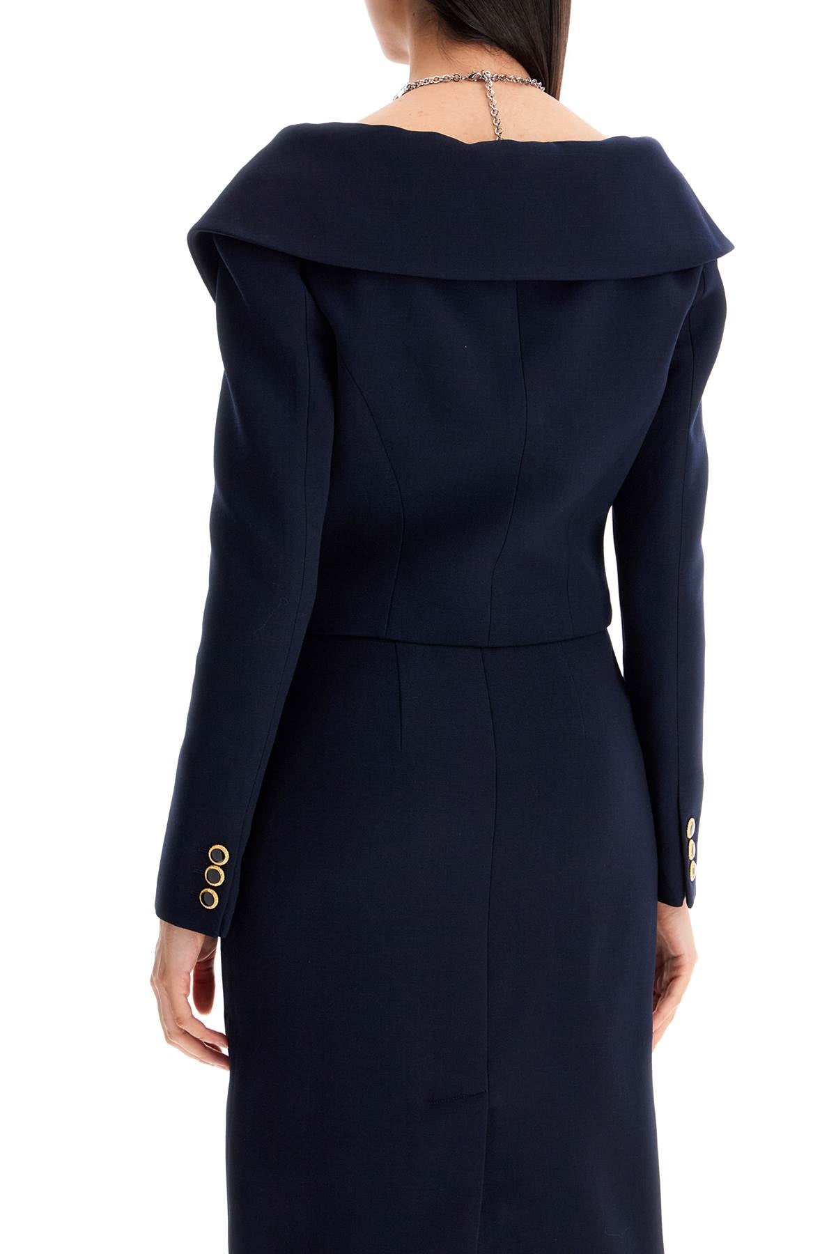 Alessandra Rich Off-Shoulder Wool Blazer