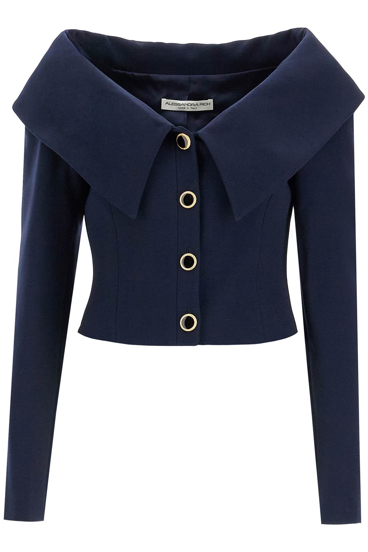 Alessandra Rich Off-Shoulder Wool Blazer