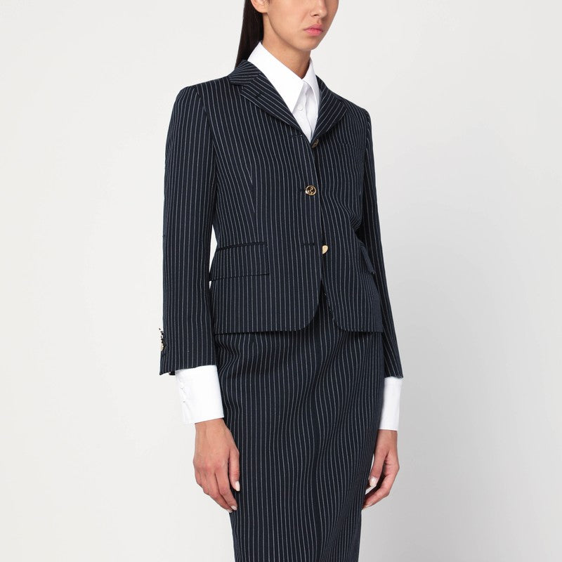 Thom Browne Navy Pinstripe Wool Blazer