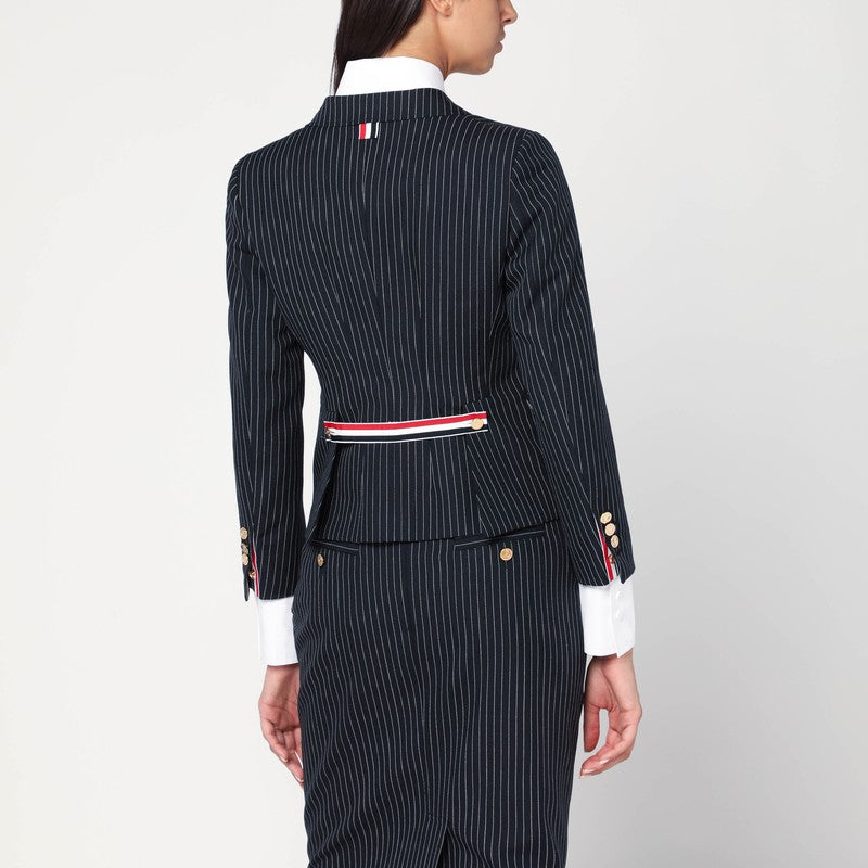 Thom Browne Navy Pinstripe Wool Blazer