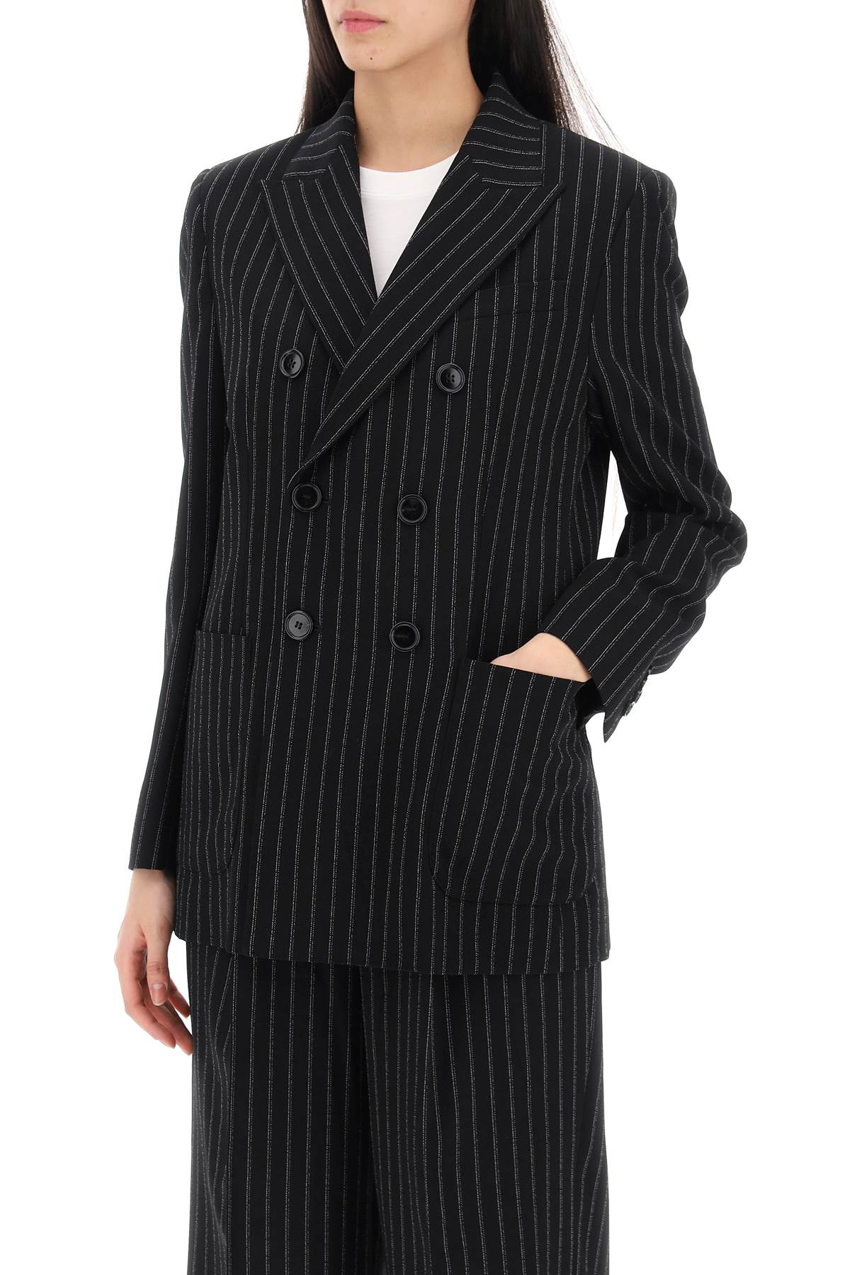 Ami Alexandre Matiussi Double-Breasted Pinstripe Blazer