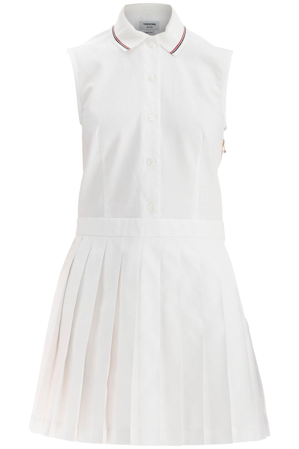 Thom Browne White Pleated Cotton Dress For Women