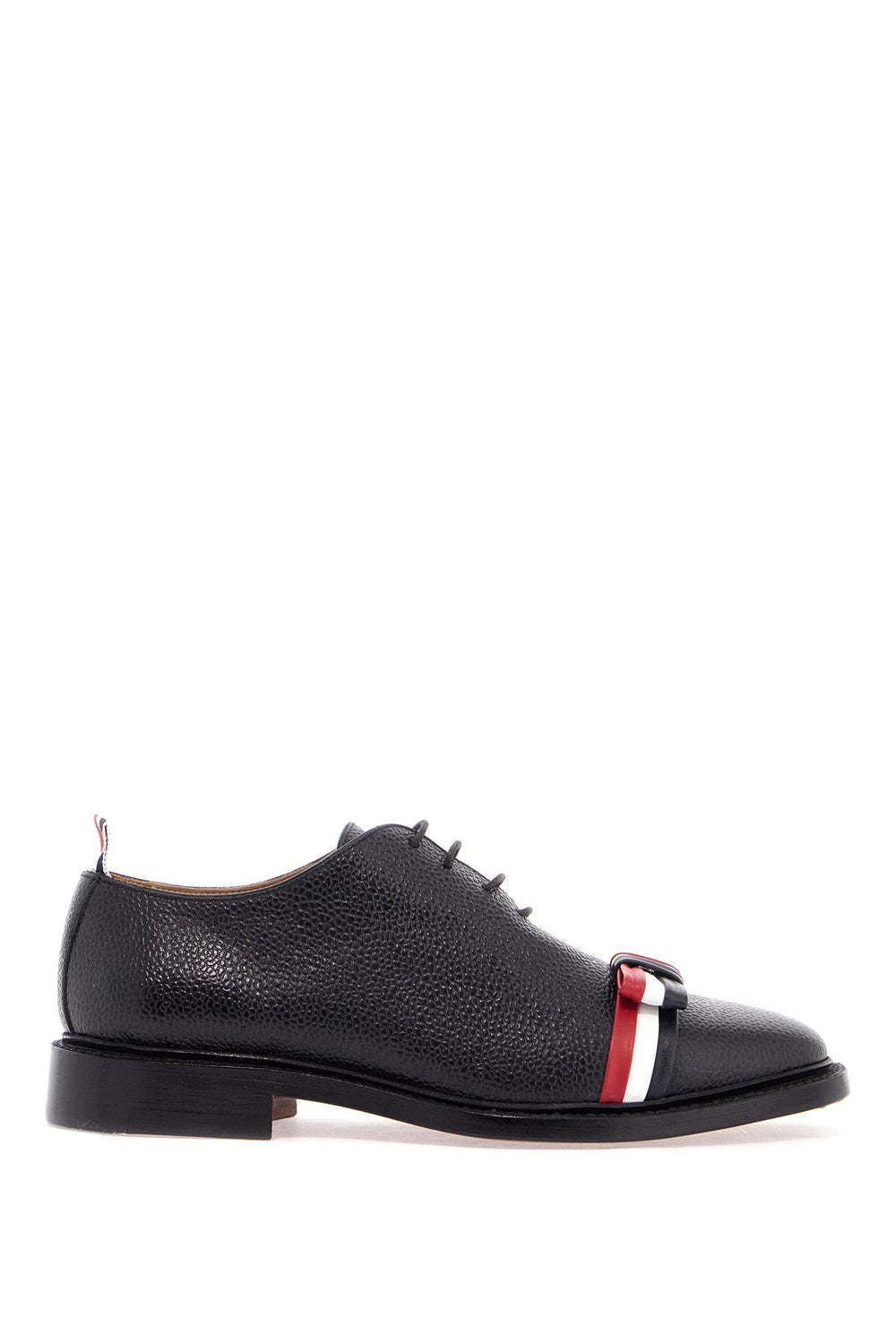 Thom Browne Wholecut Shoes In Black Calfskin With RWB Bow