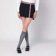 Thom Browne Black Ruffled Mini Skirt In Wool Blend