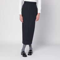Thom Browne Navy Blue Pinstriped Pencil Skirt