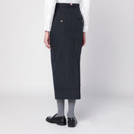 Thom Browne Navy Blue Pinstriped Pencil Skirt