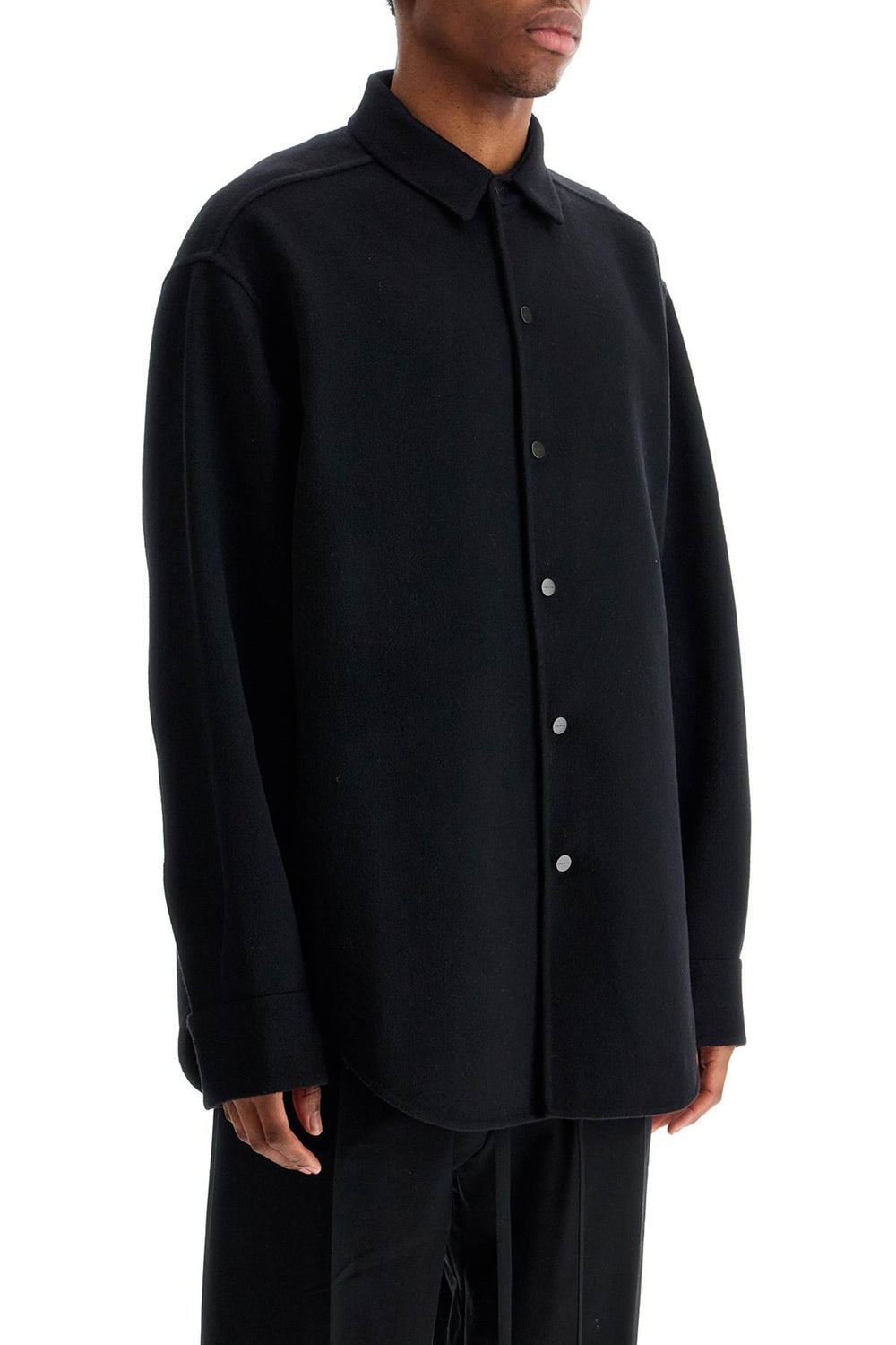 Fear Of God Oversized Virgin Wool Black Shirt