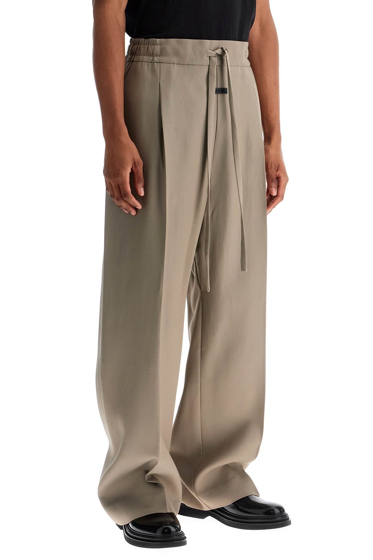 Fear Of God Beige Wide Leg Pants In Virgin Wool And Viscose