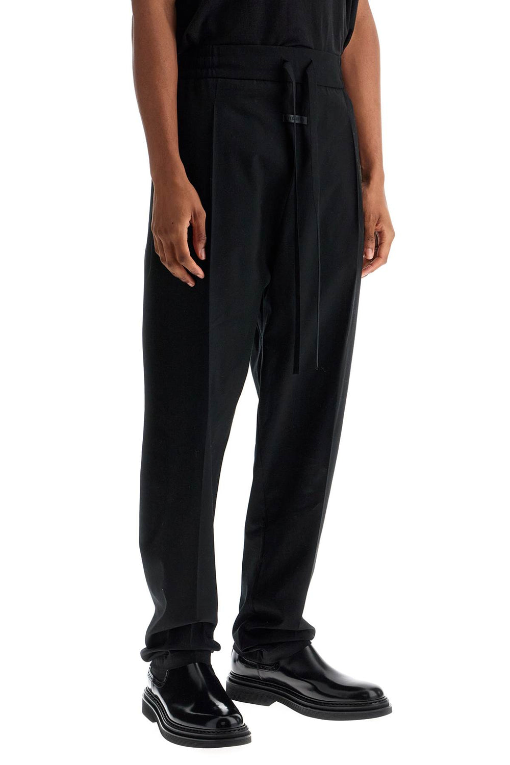 Fear Of God Wide Leg Black Cotton And Wool Pants