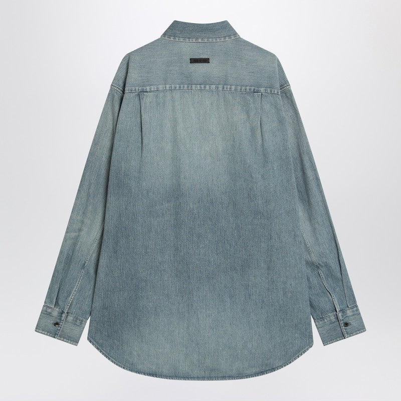 Fear Of God Light Blue Shirt With Faded Denim Effect