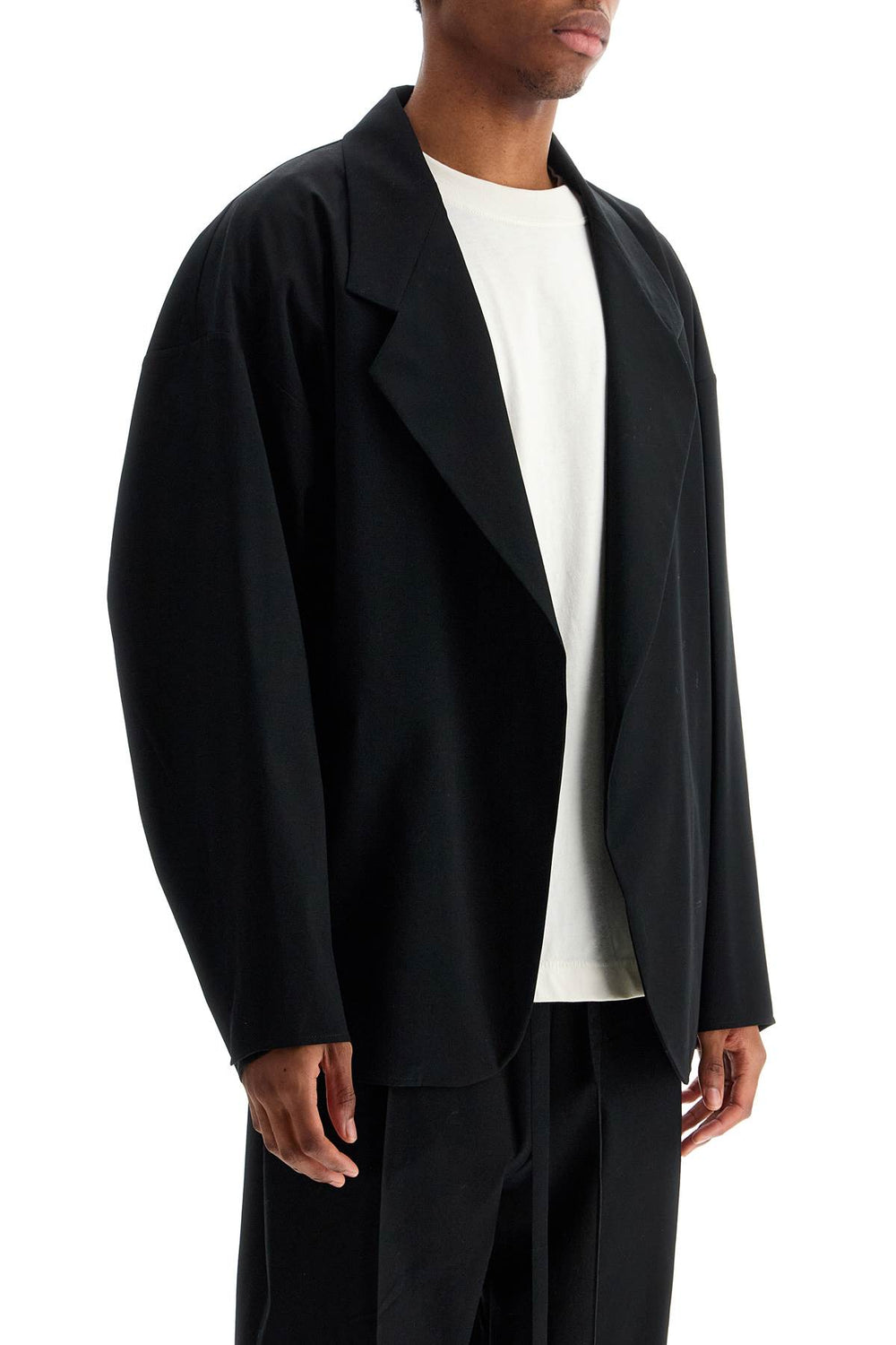 Fear Of God Oversized Black Blazer in Cotton and Wool Blend with Zipper