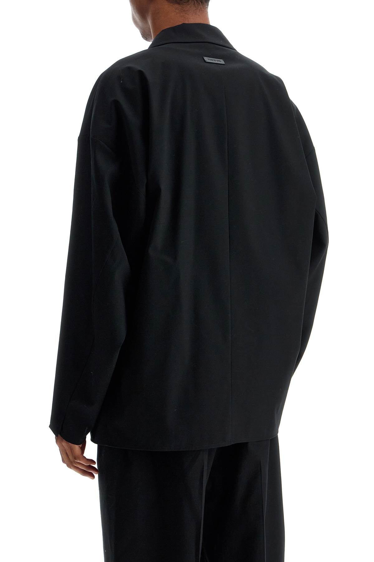 Fear Of God Oversized Black Blazer in Cotton and Wool Blend with Zipper