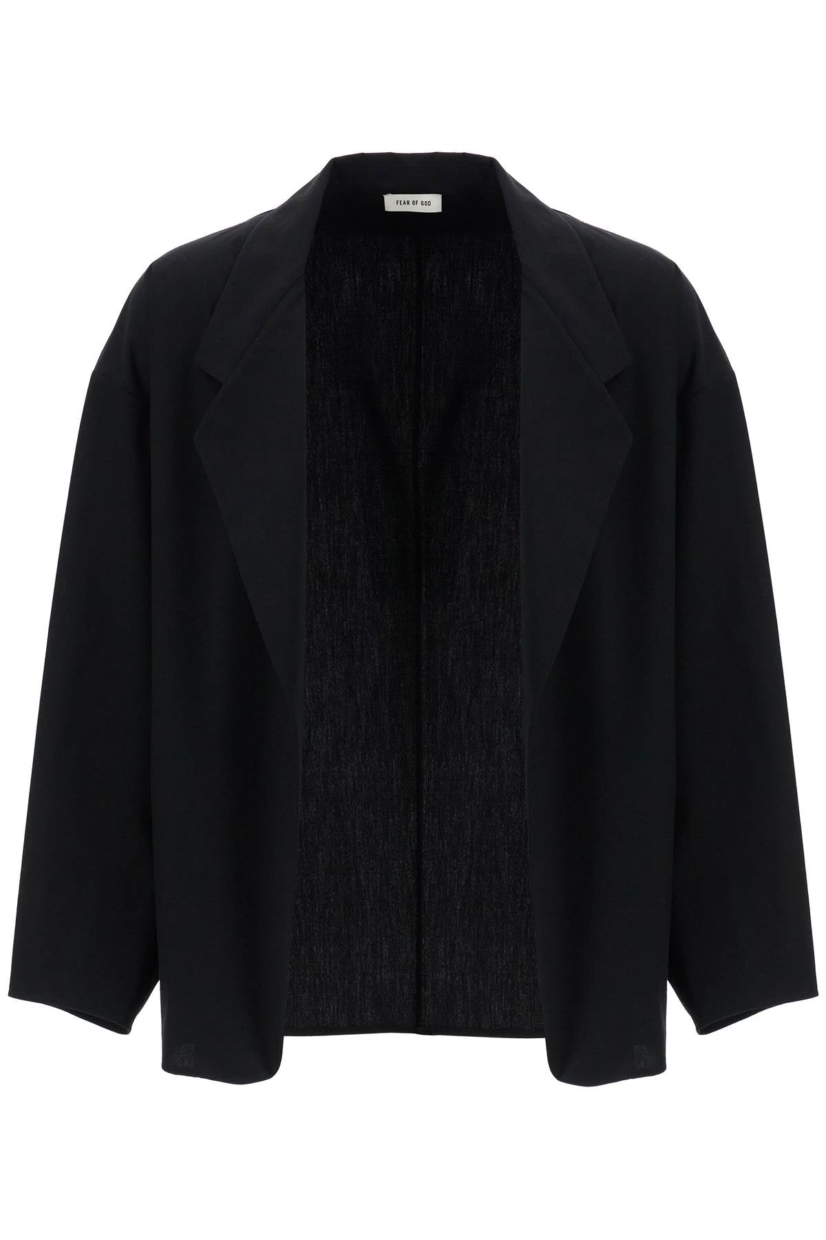 Fear Of God Oversized Black Blazer in Cotton and Wool Blend with Zipper