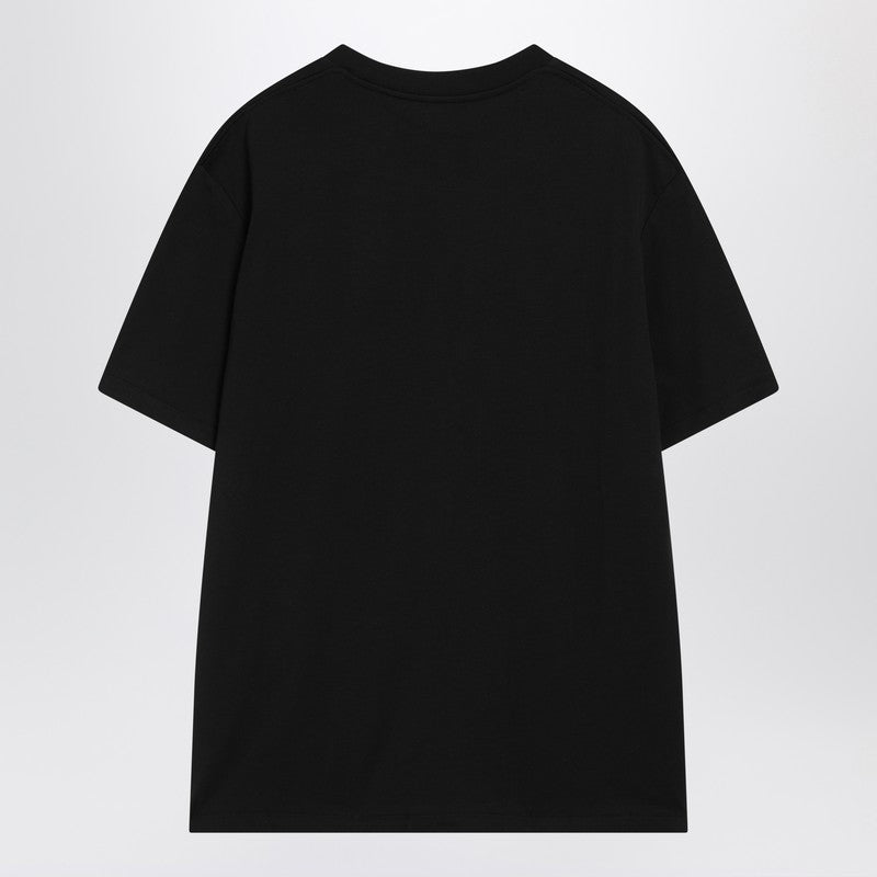 Balmain Black Cotton Crewneck T-shirt With Logo