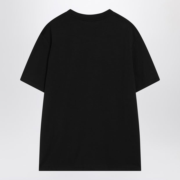 Balmain Black Cotton Crewneck T-shirt With Logo