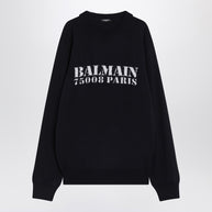 Balmain Blue Wool Sweater With Logo