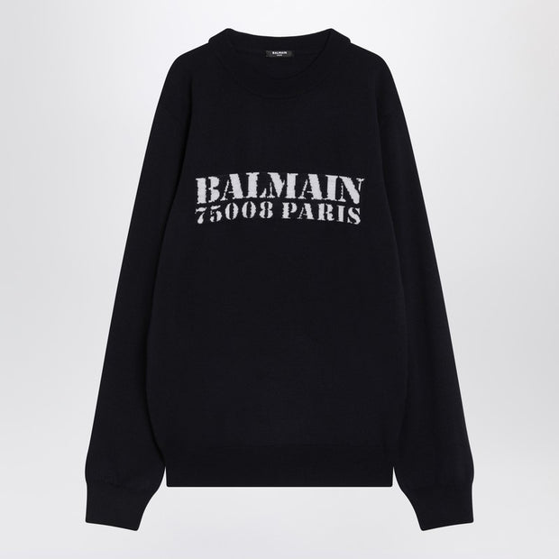Balmain Blue Wool Sweater With Logo
